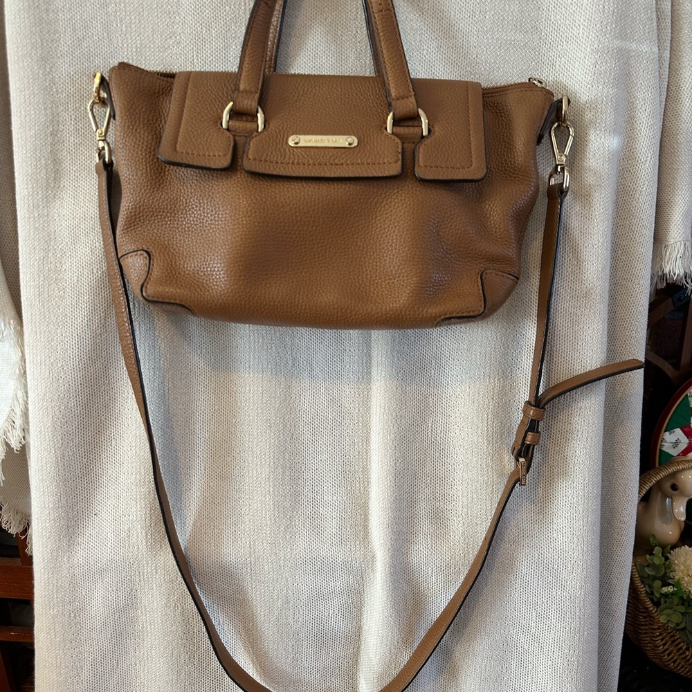 Michael Kors “Makenzie” Chestnut Leather Crossbody Bag
